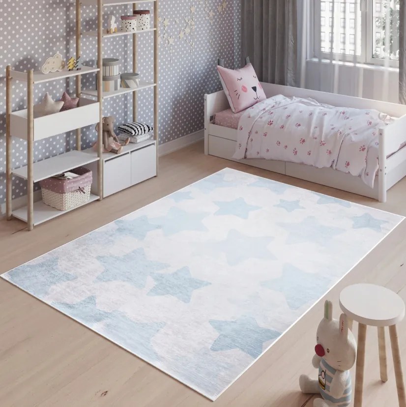 Tappeto per bambini con motivo di stelle blu Larghezza: 160 cm | Lunghezza: 230 cm