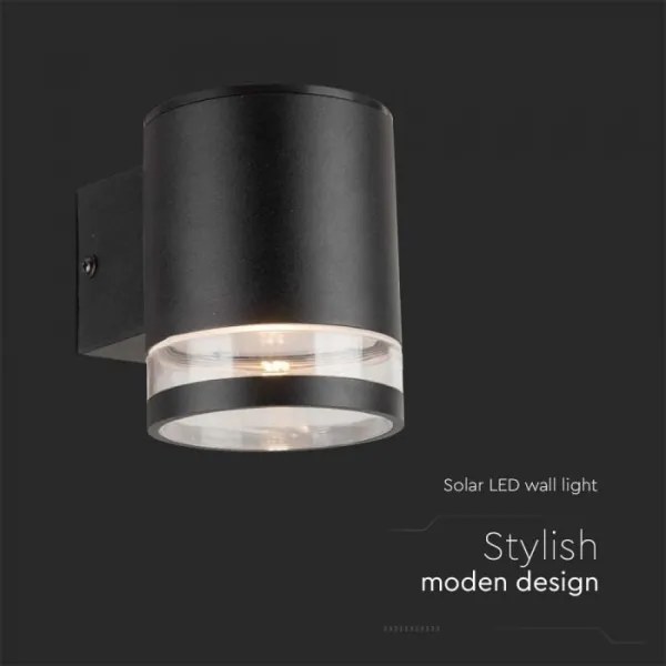 Applique LED solare da esterno LED/1W/3,7V 3000K IP54 nero