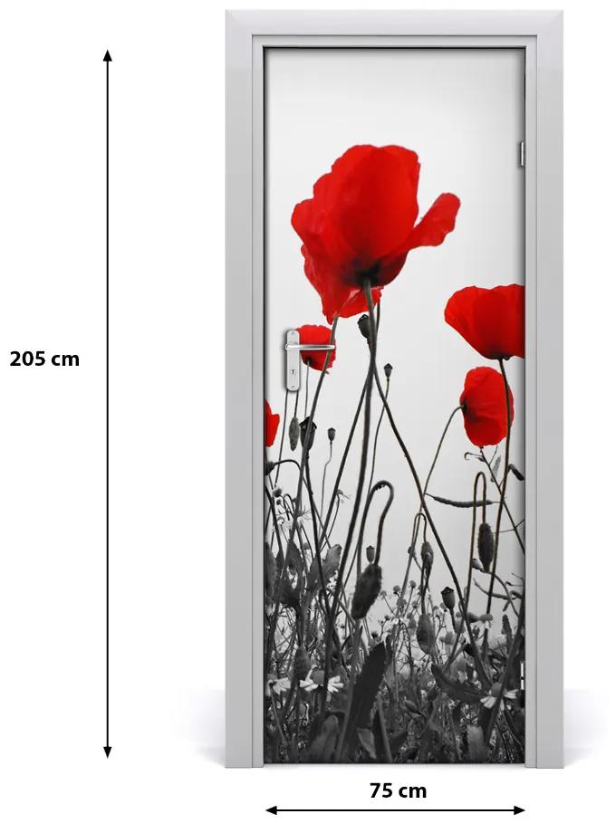 Adesivo per porta Poppies da campo 75x205 cm