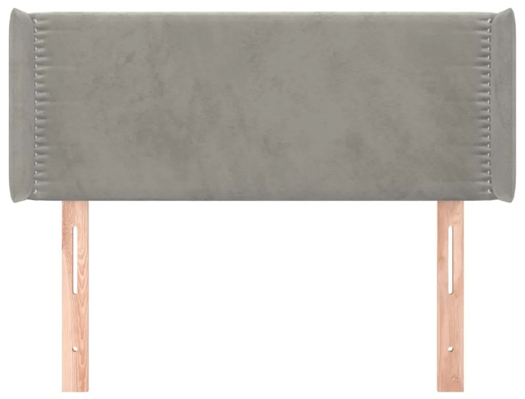 Testiera ad orecchio grigio chiaro 93x16x78/88 cm in velluto