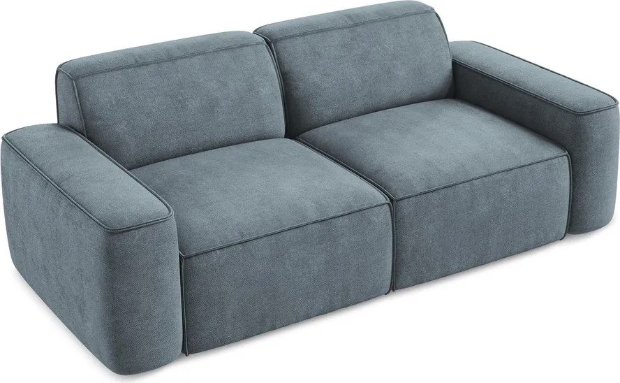 Divano blu polveroso con rivestimento in ciniglia 204 cm Omao – Makamii