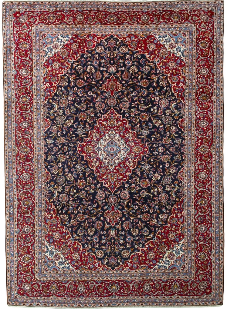 Kashan Tappeto persiano 420 x 300 Blu (Iran) Annodato A Mano