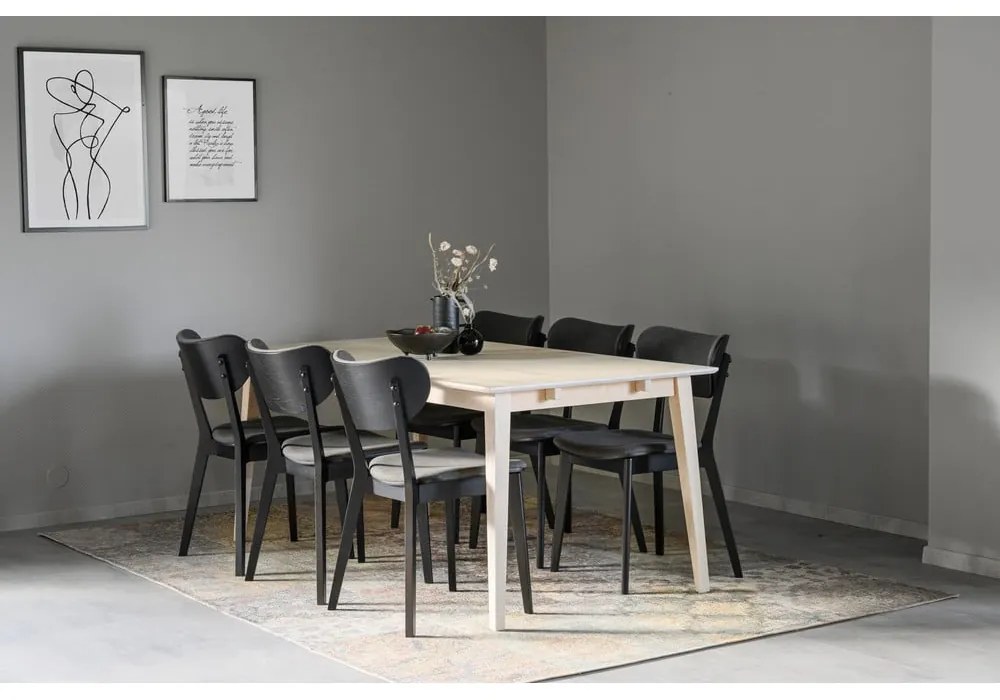 Sedia da pranzo in rovere nero con seduta grigio scuro Cato - Rowico