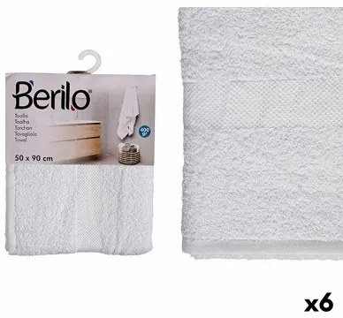 Telo da bagno 50 x 90 cm Bianco (6 Unità)