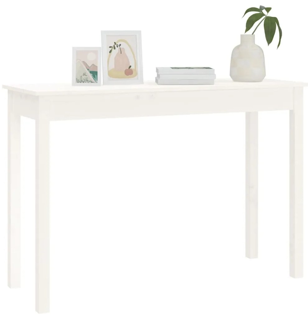 Tavolo consolle bianco 110x40x75 cm in legno massello di pino