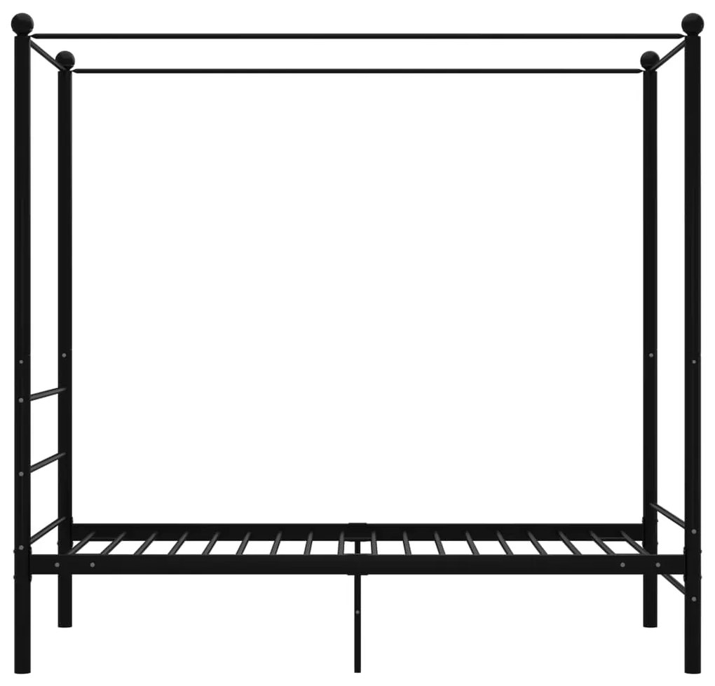 Letto a baldacchino nero in metallo 90x200 cm