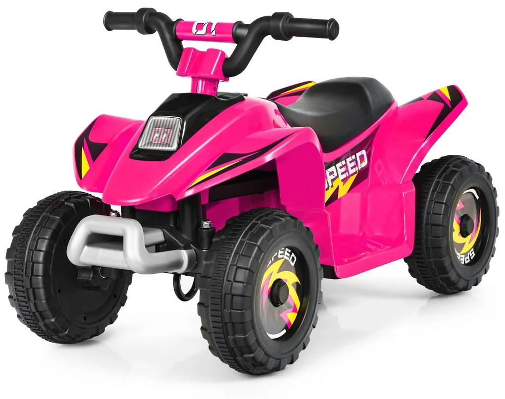 Costway Costway Quad cavalcabile alimentato a batteria 6V con velocità massima 4,6 km/h, Mini quad ATV per bambini Rosa