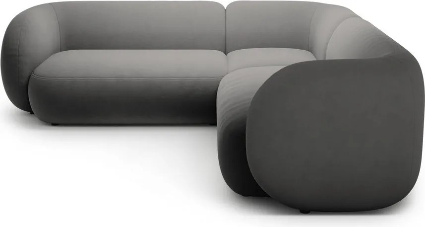 Divano angolare grigio scuro con rivestimento in velluto Kate – Micadoni