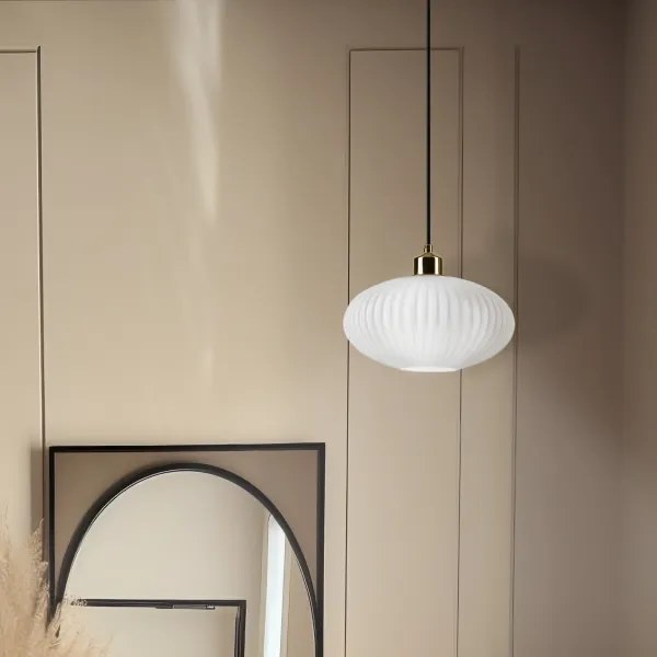 Lampadario a sospensione con filo HARMA 1xE27/15W/230V diametro 25 cm bianco/oro