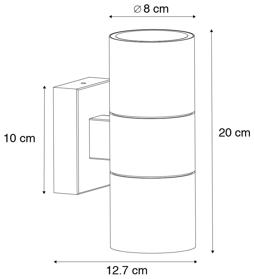 Lampada da parete esterna moderna nera 2 luci AR70 IP44 - Duo