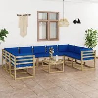 Set Divani da Giardino 10 pz e Cuscini Legno di Pino Impregnato cod mxl 56784