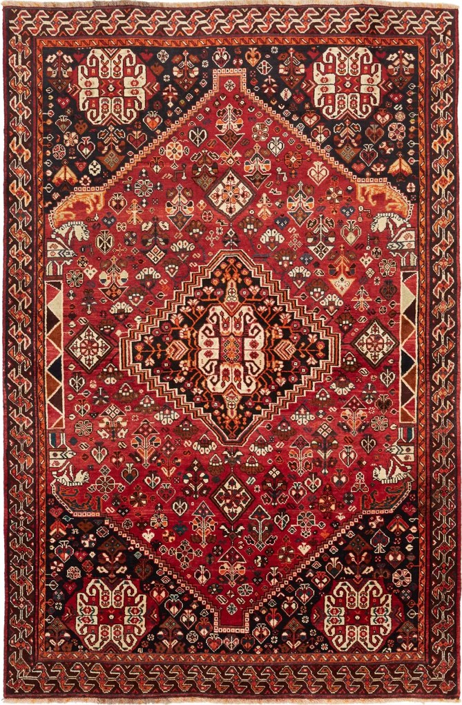 Shiraz Tappeto 240x160 Rosso (Iran) Annodato A Mano