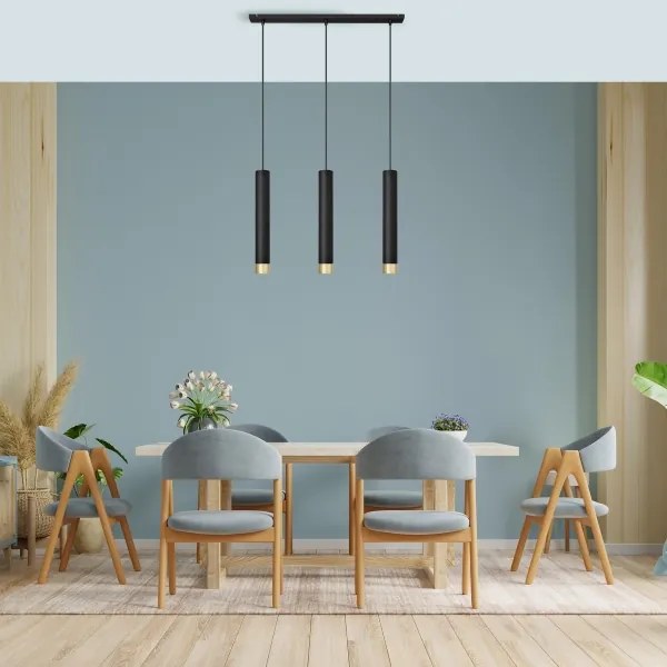 LED Lampadario a sospensione con filo TUBA 3xGU10/4,8W/230V nero/oro