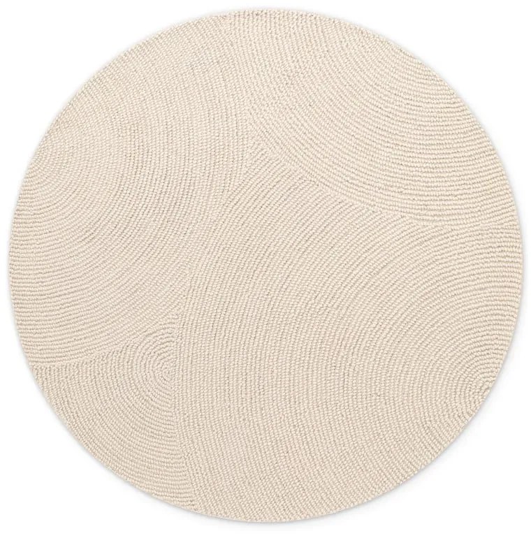 Tappeto rotondo colore naturale chiaro in lana tessuto a mano ø 120 cm Eleni Natural White – Hanse Home