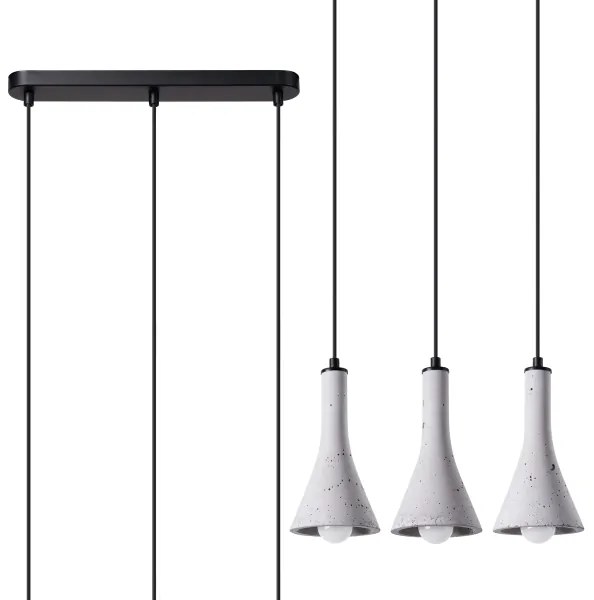 Sollux SL.1225 - Lampadario a sospensione con filo REA 3xE14/12W/230V calcestruzzo