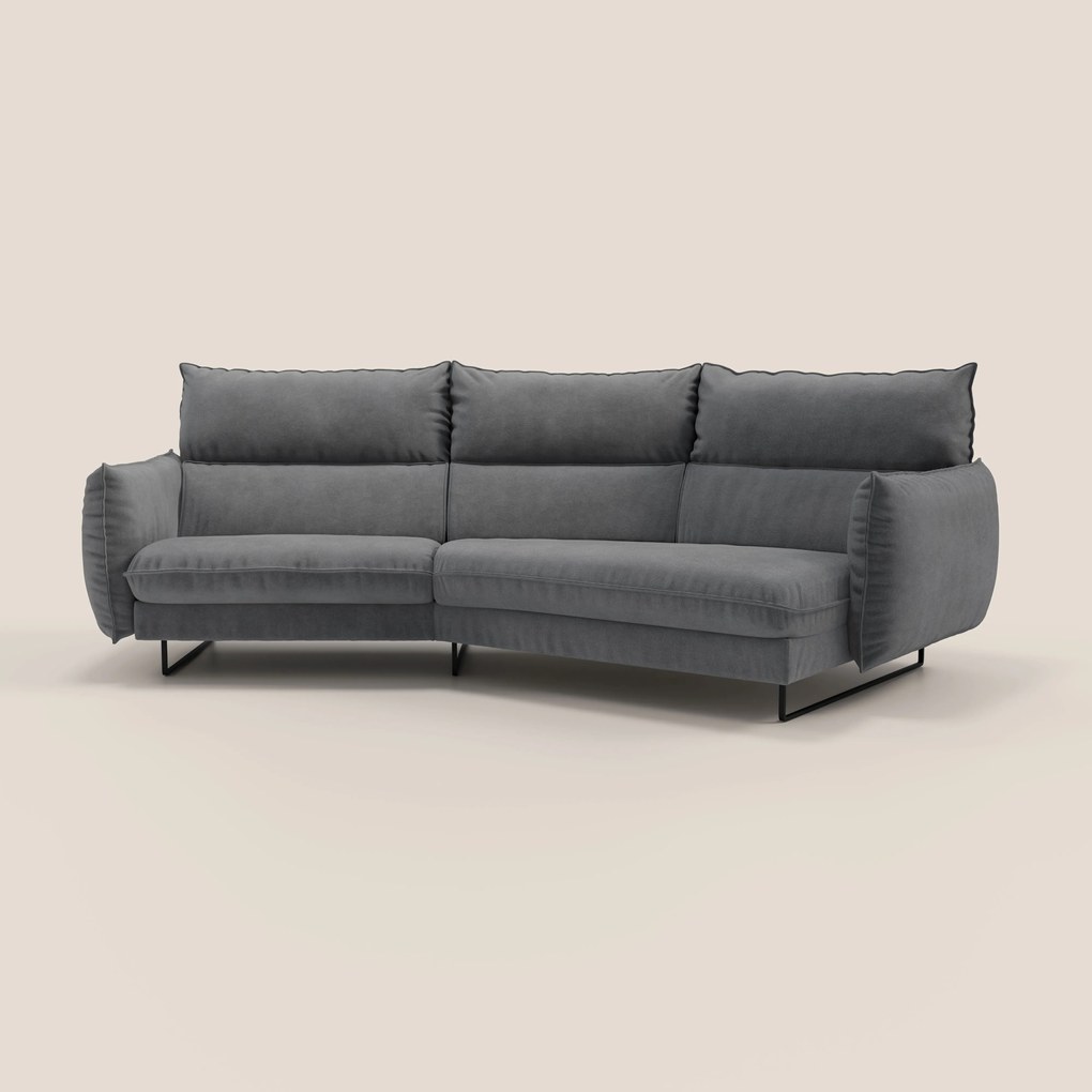 Monamour divano moderno angolare con opzione relax elettrico in microfibra smacchiabile impermeabile T11 grigio
