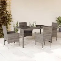 Set da Pranzo da Giardino 5 pz con Cuscini Polyrattan e Vetro 3278557