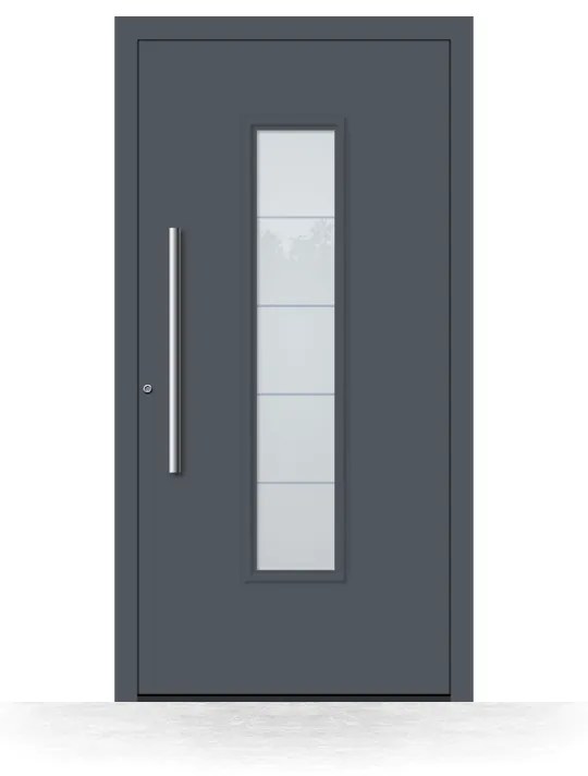 Portoncini in alluminio, grigio antracite RAL 7016, 800 x 1800 mm, isolamento termico, Schüco, modello Venezia, configura individualmente