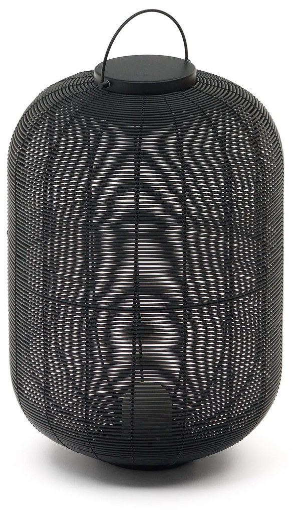 Kave Home - Lampada da tavolo grande portatile Saranella in rattan sintetico nero