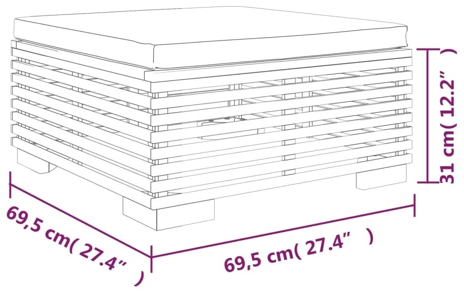 Set Divani da Giardino 3 pz con Cuscini Legno Massello di Teak