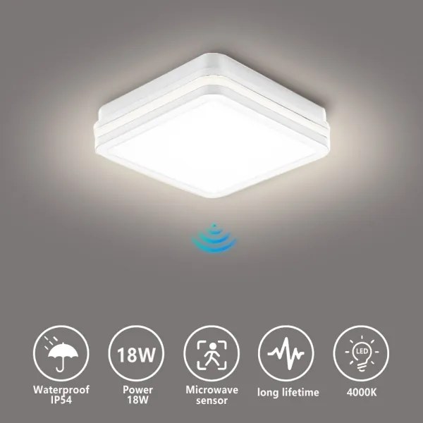Brilagi - Lampada da esterno LED con sensore BENE LED/18W/230V 22x22 cm bianca IP54