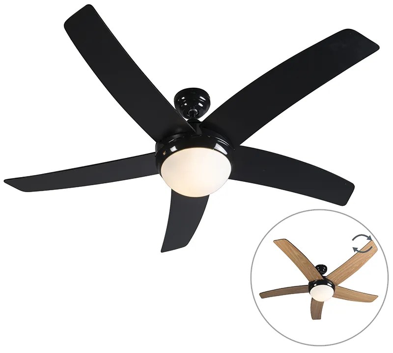 Ventilatore da soffitto nero con stampa legno 132 cm con telecomando - Cool