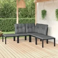 Set Salotto da Giardino 5 pz Nero e Grigio in Polyrattancod mxl 100678