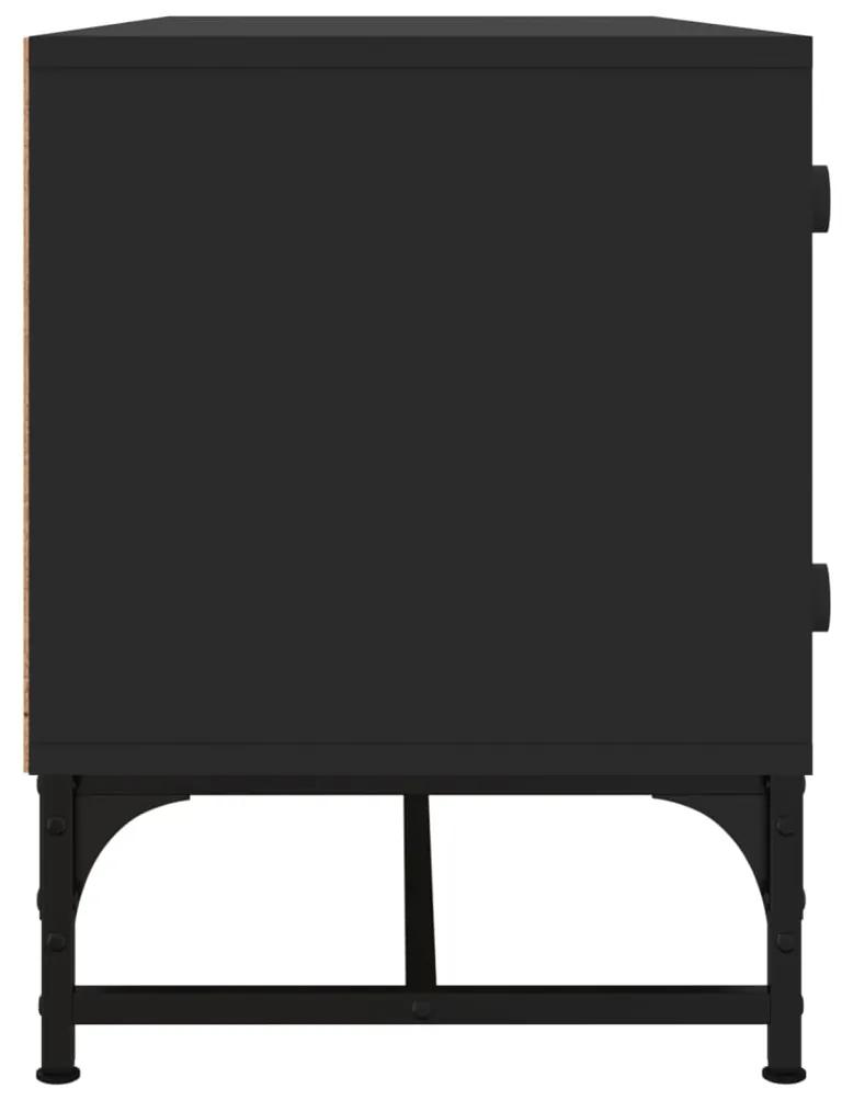 Mobile Porta TV con Ante in Vetro Nero 102x37x50 cm