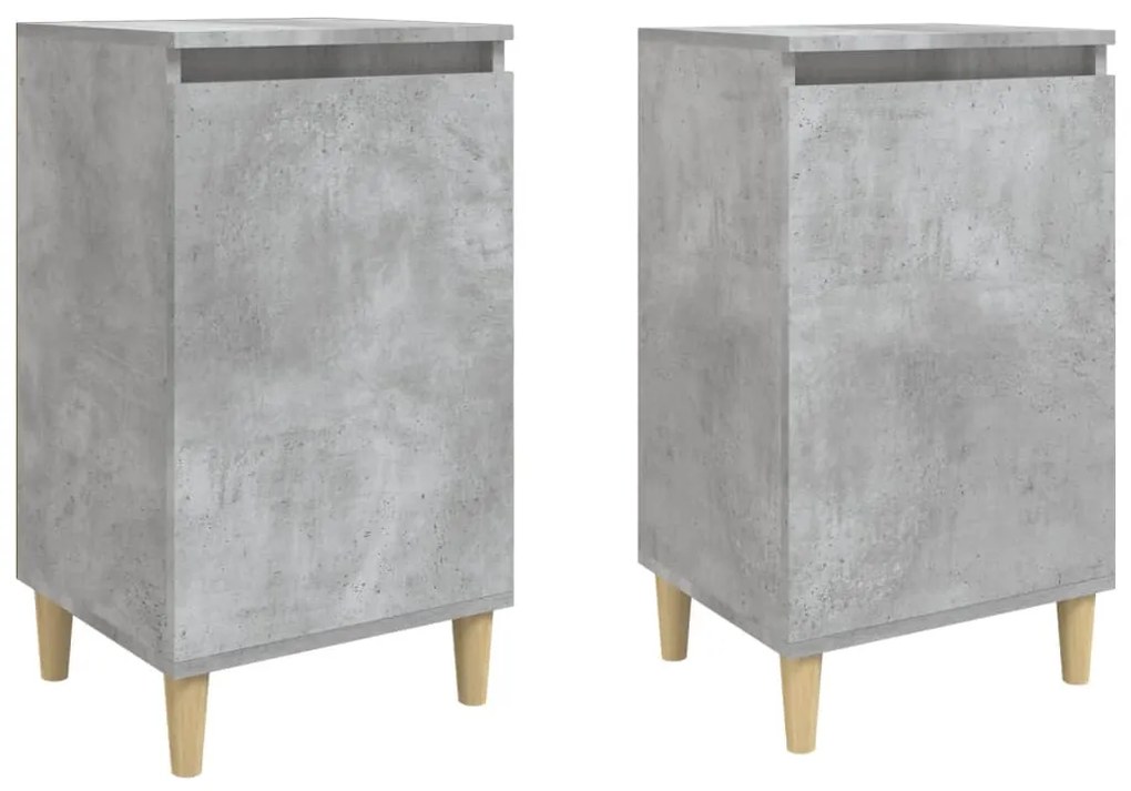 Comodini 2 pz grigio cemento 40x35x70 cm in legno multistrato