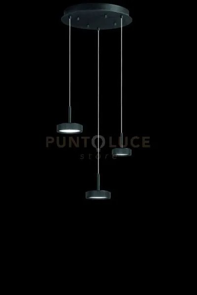 Sospensione nina 3 luci nero 3000k 1440lm 24w d.35cm vetri acquista...