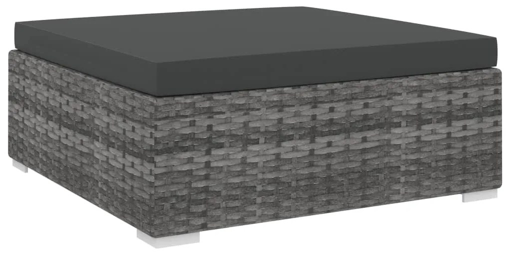 Poggiapiedi Modulare 1 Pz Con Cuscino İn Polyrattan Grigio /