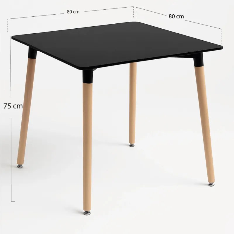 Tavolo Tower Quadrato 80 cm - Nero