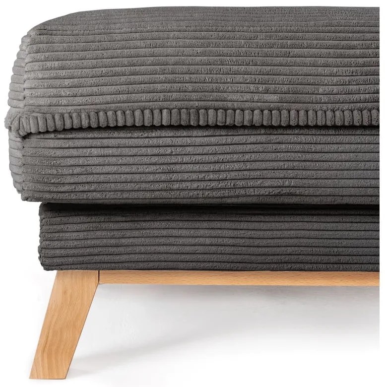 Poggiapiedi grigio con rivestimento in velluto a coste Tori – Bonami Selection