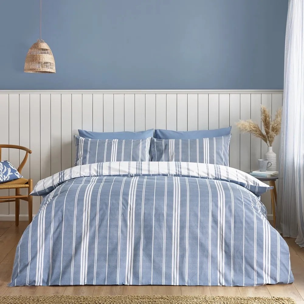 Set copripiumino e federa bianco e blu per letto singolo 135x200 cm Harbour Stripe – Catherine Lansfield