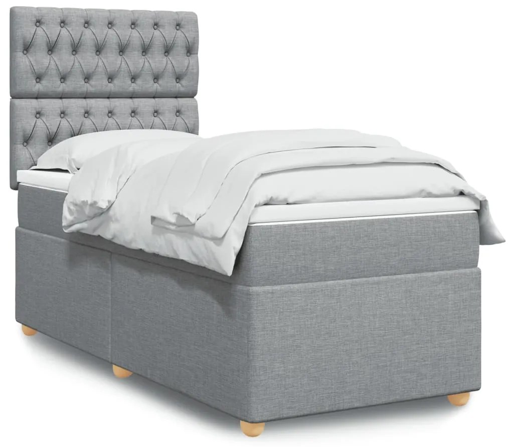 Giroletto A Molle Con Materasso Grigio Chiaro 90x190 Cm Tessuto /