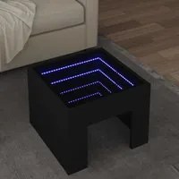 Tavolino da Salotto con LED Infinity Nero 40x40x30 cm 847596