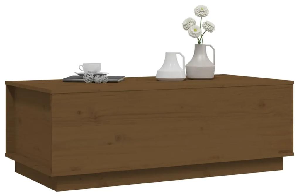 Tavolino da salotto miele 100x50x35 cm legno massello di pino