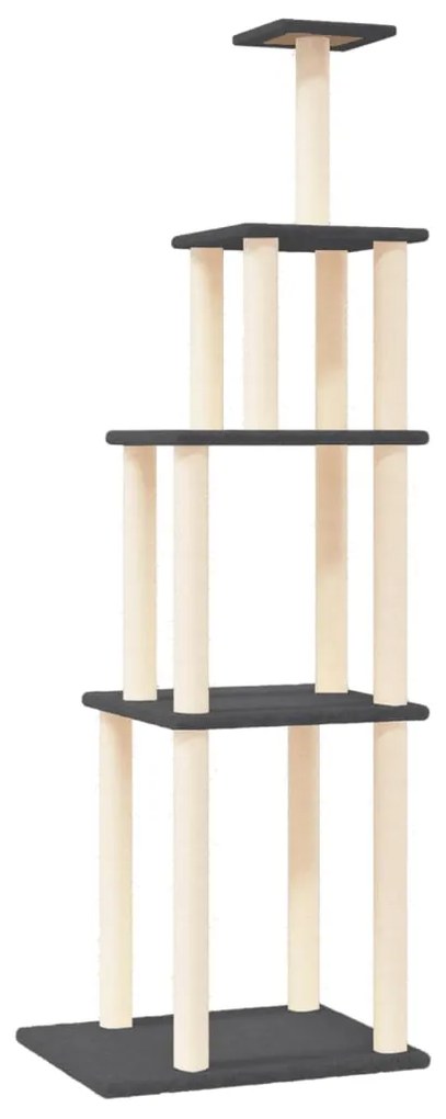 Albero per gatti con tiragraffi in sisal grigio scuro 183 cm