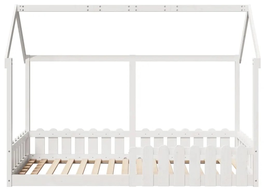 Giroletto casetta bambini bianco 90x200 cm legno massello pino