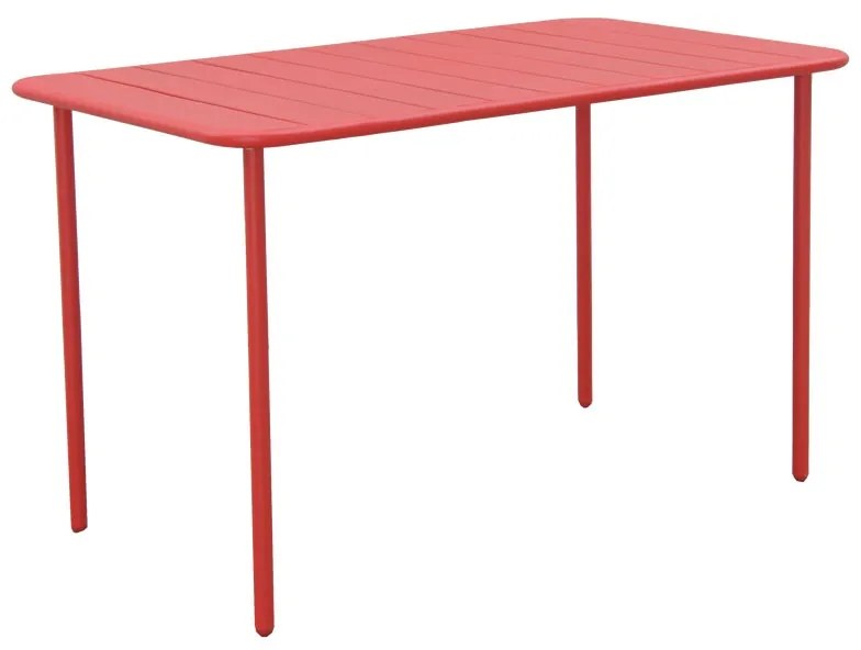 Tavolo da pranzo per giardino Cafe in acciaio con piano in alluminio rosso per 6 persone 70x120cm