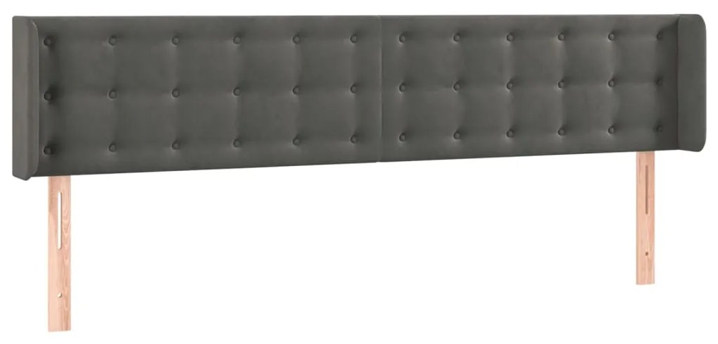 Testiera ad orecchio grigio scuro 163x16x78/88 cm in velluto
