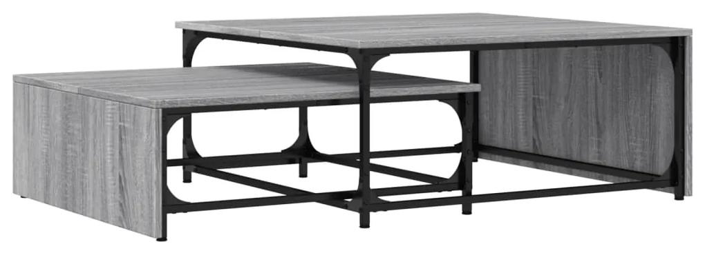 Tavolini Impilabili 2pz Grigio Sonoma in Multistrato e Metallo