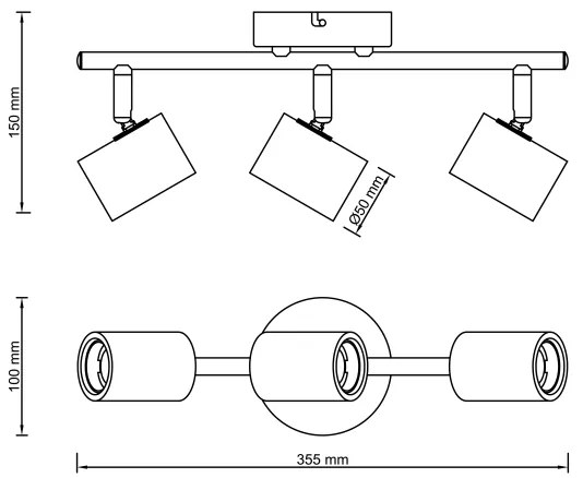 Brilliant - Faretto KERRY 3xE27/40W/230V nero/bambù