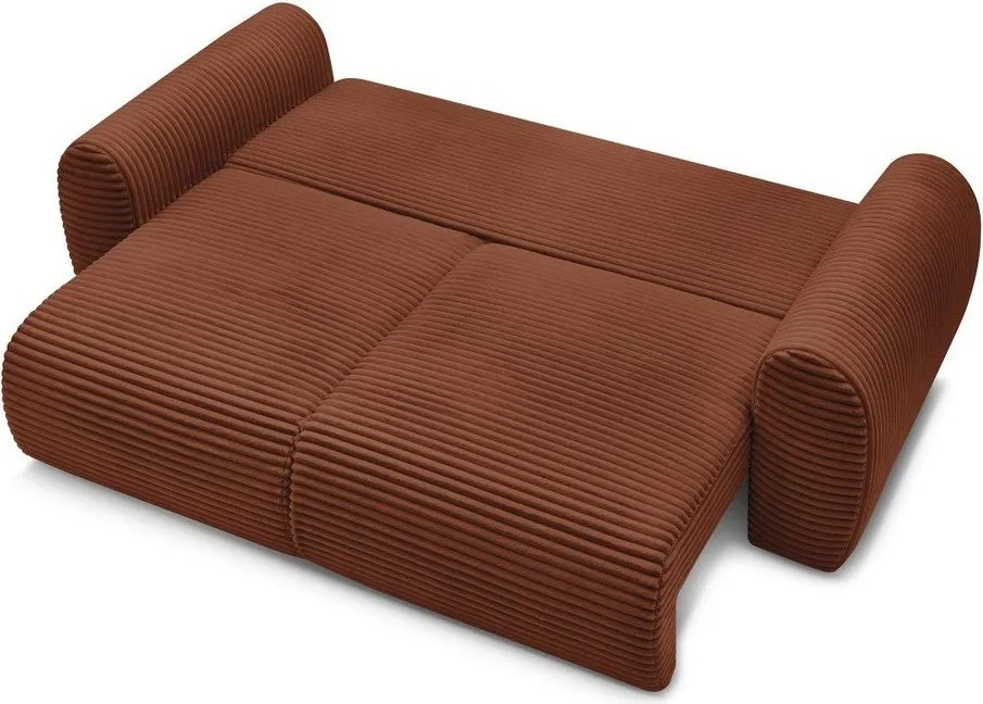 Divano color mattone allungabile con rivestimento in velluto a coste 257 cm Lucien – Bobochic Paris