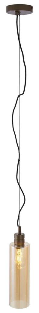 Lampada a sospensione Hotel Chic bronzo scuro con vetro ambrato - Stavelot