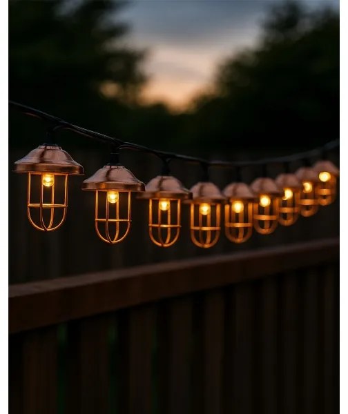 Catena solare a LED 10xLED/1,2V 300 mAh 3,8 m IP44 color rame