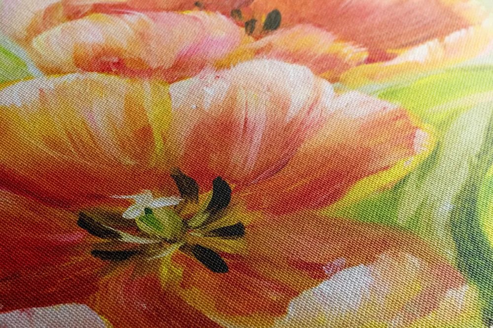 Quadro su tela – Tulipani rossi in stile vintage