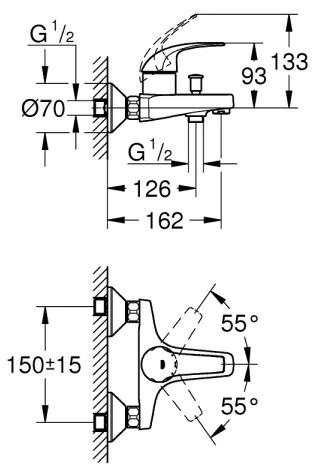 GROHE 23599000 - Miscelatore per vasca da bagno EUROSMART DN 15, cromo lucido