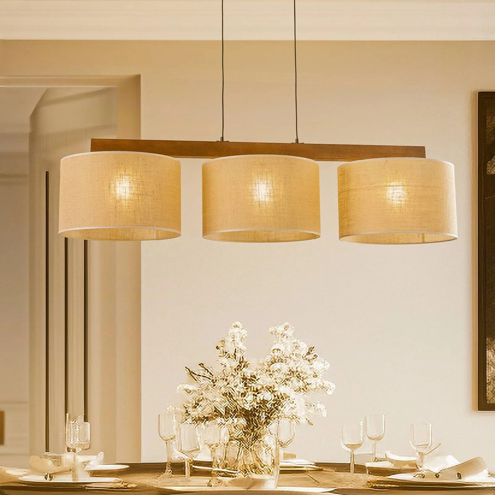 TK Lighting Lampada a sospensione Juta, 3 luci, trave