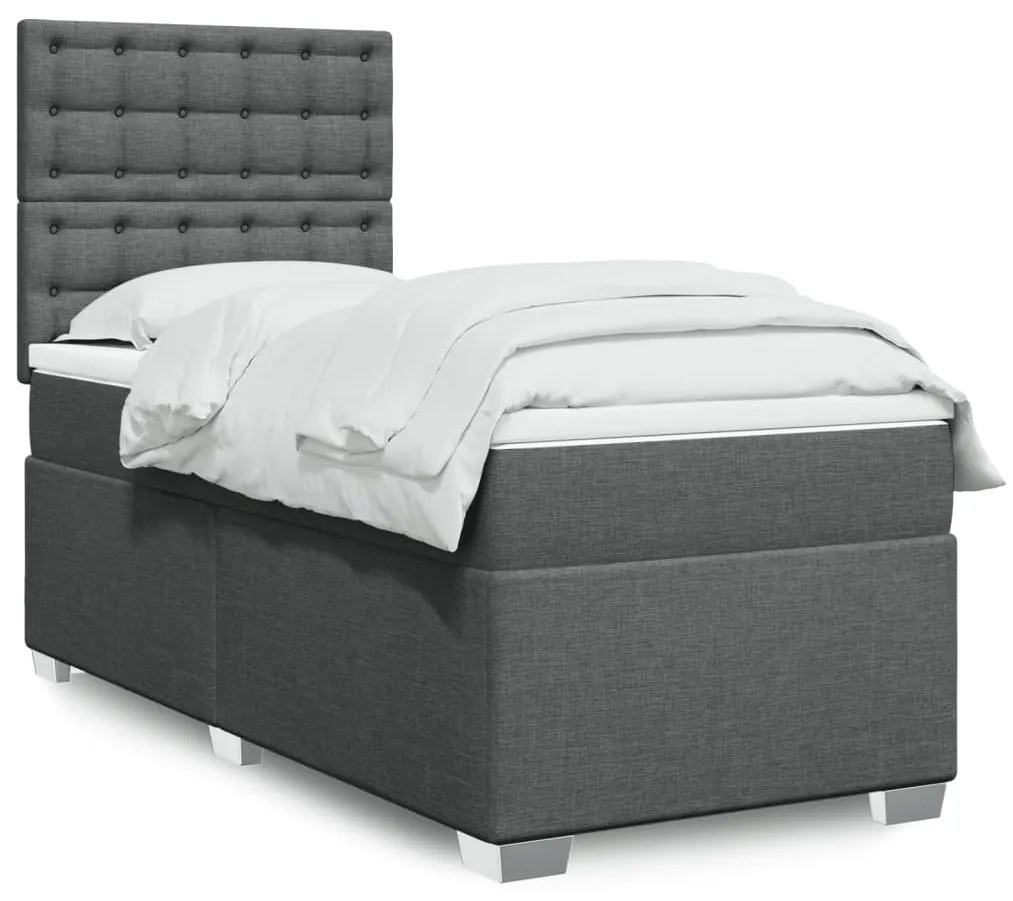 Giroletto A Molle Con Materasso Grigio Scuro 90x190 Cm Tessuto /